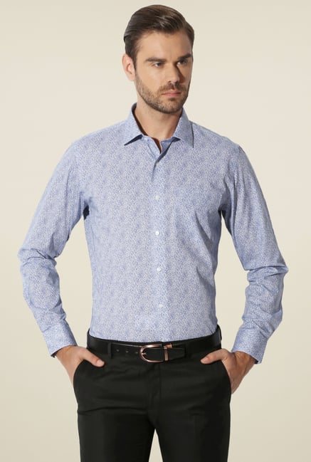 Van Heusen White & Dark Blue Printed Cotton Shirt Van Heusen White & Dark Blue Printed Cotton Shirt