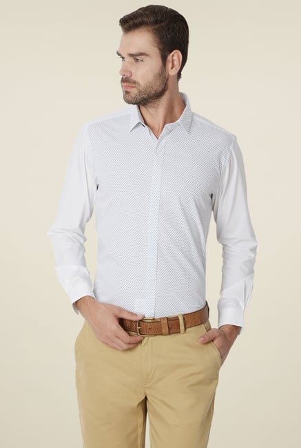Peter England White Polka Dot Shirt Peter England White Polka Dot Shirt