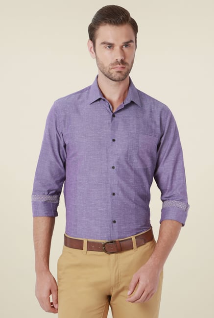Peter England Purple Full Sleeves Linen Blend Shirt Peter England Purple Full Sleeves Linen Blend Shirt