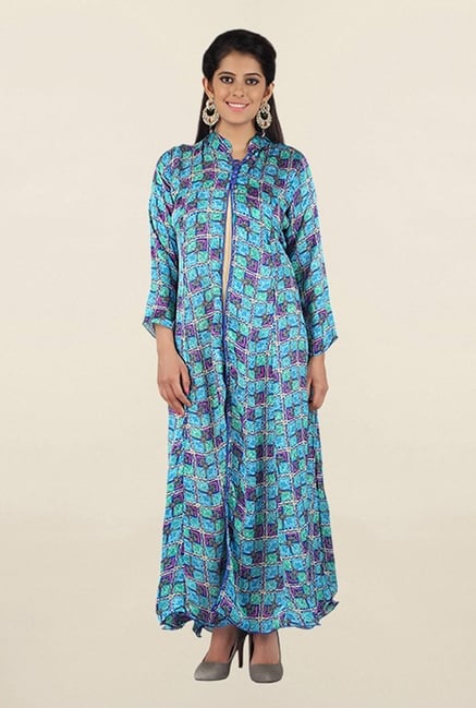 Jashn Blue Printed Georgette Kurta Jashn Blue Printed Georgette Kurta