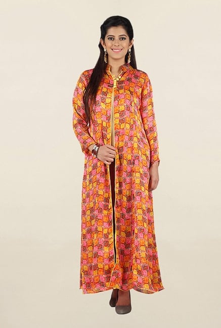 Jashn Orange Printed Georgette Kurta Jashn Orange Printed Georgette Kurta