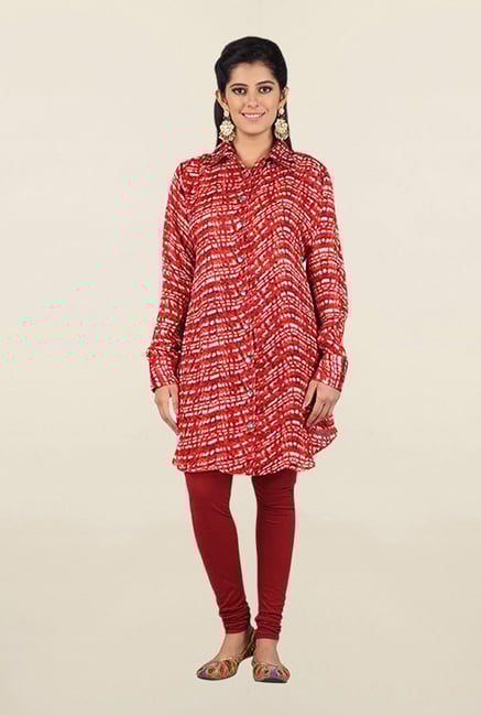 Jashn Red Printed Georgette Tunic Jashn Red Printed Georgette Tunic