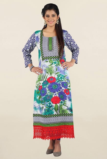 Jashn Multicolor Floral Print Cotton Kurta Jashn Multicolor Floral Print Cotton Kurta