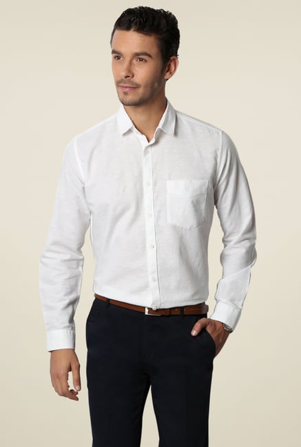 Van Heusen White Cotton Full Sleeves Slim Fit Shirt Van Heusen White Cotton Full Sleeves Slim Fit Shirt