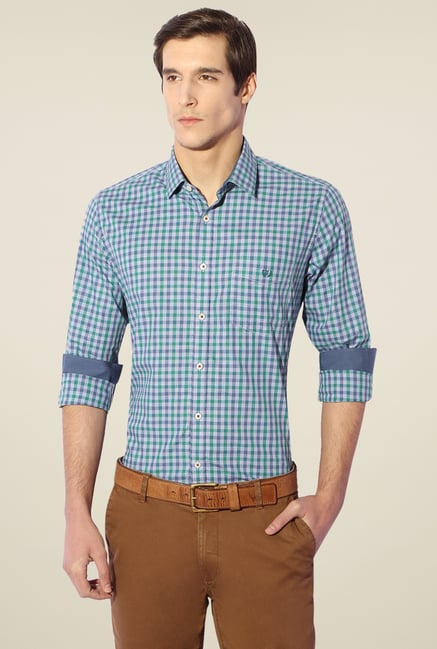 Van Heusen Blue & Green Full Sleeves Shirt Van Heusen Blue & Green Full Sleeves Shirt
