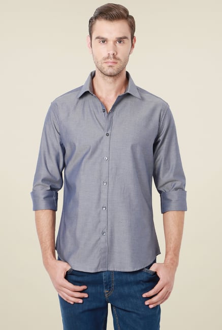 Van Heusen Light Grey Full Sleeves Cotton Shirt Van Heusen Light Grey Full Sleeves Cotton Shirt