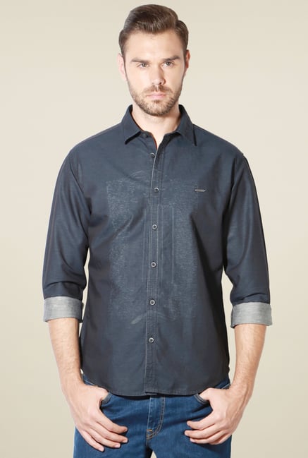 Van Heusen Dark Grey Full Sleeves Slim Fit Shirt Van Heusen Dark Grey Full Sleeves Slim Fit Shirt