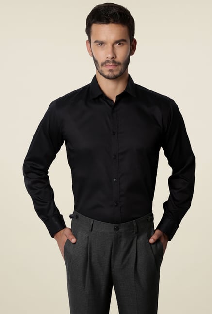 Van Heusen Black Cotton Full Sleeves Shirt Van Heusen Black Cotton Full Sleeves Shirt