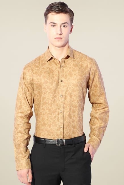 Van Heusen Beige Full Sleeves Slim Fit Linen Blend Shirt Van Heusen Beige Full Sleeves Slim Fit Linen Blend Shirt