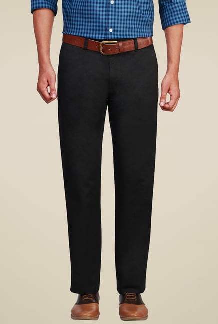 Van Heusen Black Mid Rise Cotton Trousers Van Heusen Black Mid Rise Cotton Trousers