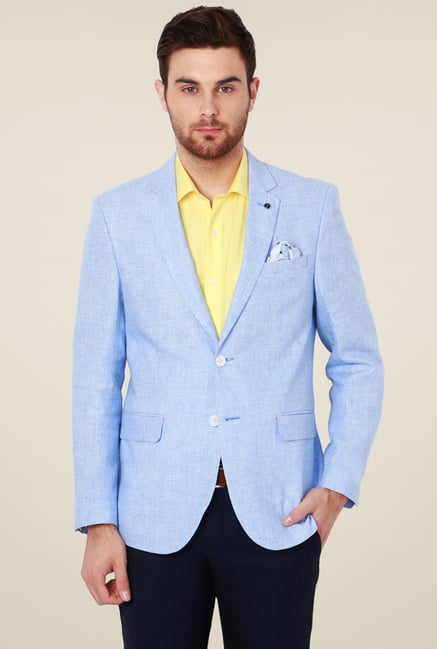 Van Heusen Sky Blue Slim Fit Linen Blazer Van Heusen Sky Blue Slim Fit Linen Blazer