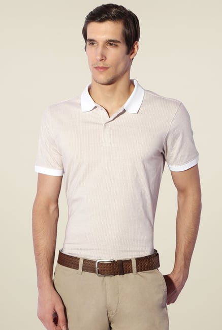 Van Heusen Off-White Half Sleeves Cotton T-Shirt Van Heusen Off-White Half Sleeves Cotton T-Shirt