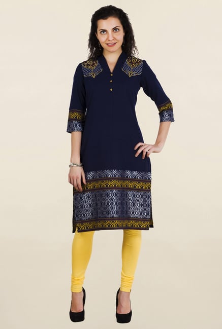 Aurelia Navy Embroidered Kurta Aurelia Navy Embroidered Kurta