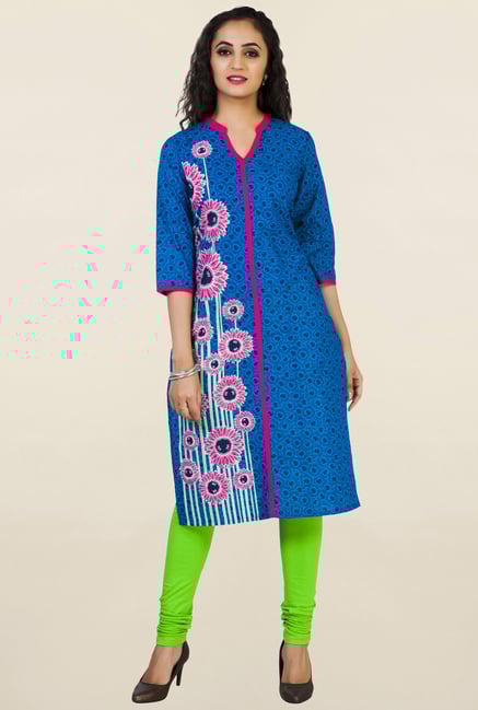 Aurelia Blue Floral Print Kurta Aurelia Blue Floral Print Kurta