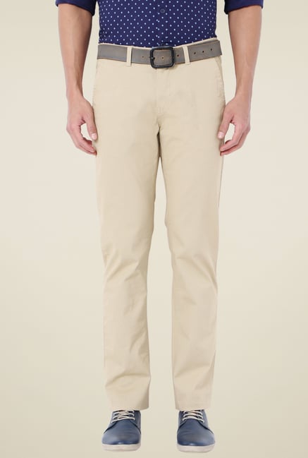Van Heusen Beige Printed Slim Fit Trousers Van Heusen Beige Printed Slim Fit Trousers