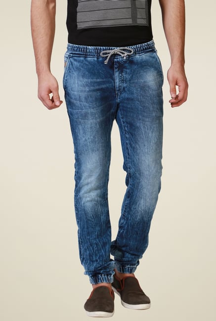 Allen Solly Blue Lightly Washed Jogger Jeans Allen Solly Blue Lightly Washed Jogger Jeans