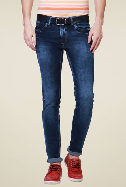 Allen Solly Dark Blue Lightly Washed Mid Rise Jeans Allen Solly Dark Blue Lightly Washed Mid Rise Jeans