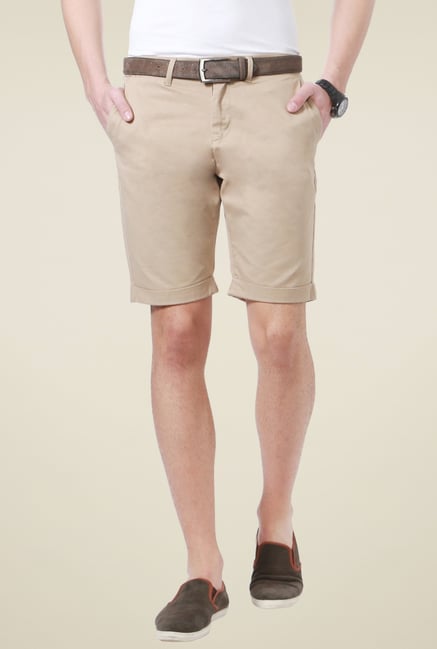 People Beige Cotton Regular Fit Shorts People Beige Cotton Regular Fit Shorts