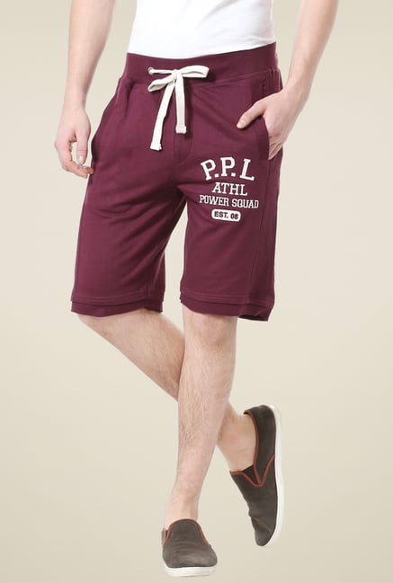People Maroon Regular Fit Cotton Shorts People Maroon Regular Fit Cotton Shorts