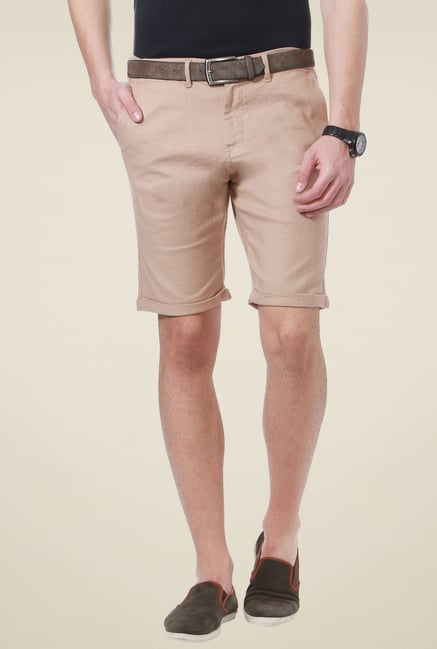 People Beige Mid Rise Regular Fit Shorts People Beige Mid Rise Regular Fit Shorts