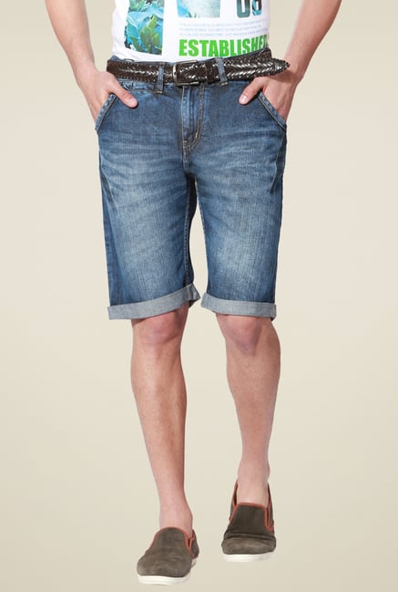 People Dark Blue Regular Fit Cotton Shorts People Dark Blue Regular Fit Cotton Shorts