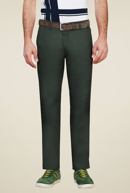 Van Heusen Olive Mid Rise Slim Fit Trousers Van Heusen Olive Mid Rise Slim Fit Trousers