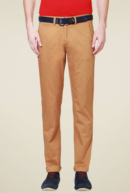 Van Heusen Brown Slim Fit Printed Trousers Van Heusen Brown Slim Fit Printed Trousers