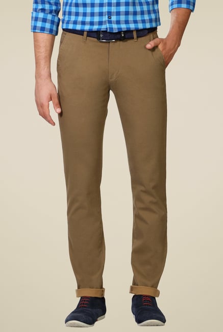 Van Heusen Khaki Mid Rise Slim Fit Trousers Van Heusen Khaki Mid Rise Slim Fit Trousers