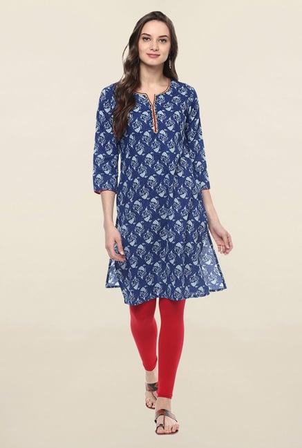 Jaipur Kurti Navy Printed Cotton Kurti Jaipur Kurti Navy Printed Cotton Kurti