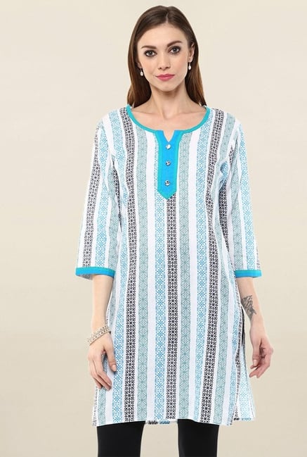 Jaipur Kurti White Printed Cotton Kurti Jaipur Kurti White Printed Cotton Kurti