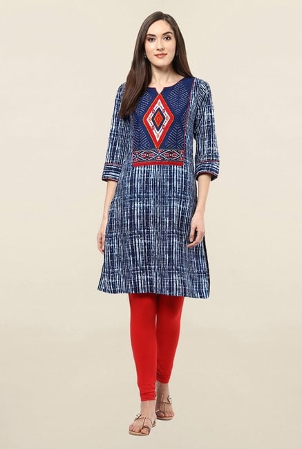 Jaipur Kurti Navy Printed Cotton Kurti Jaipur Kurti Navy Printed Cotton Kurti