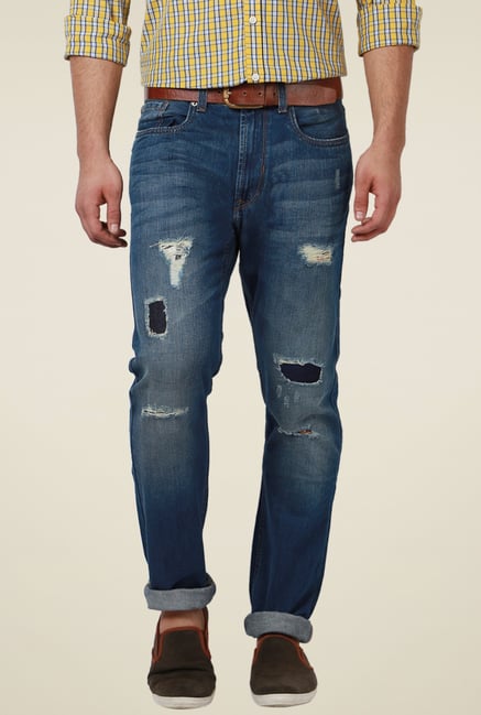 Peter England Blue Slim Fit Cotton Jeans Peter England Blue Slim Fit Cotton Jeans
