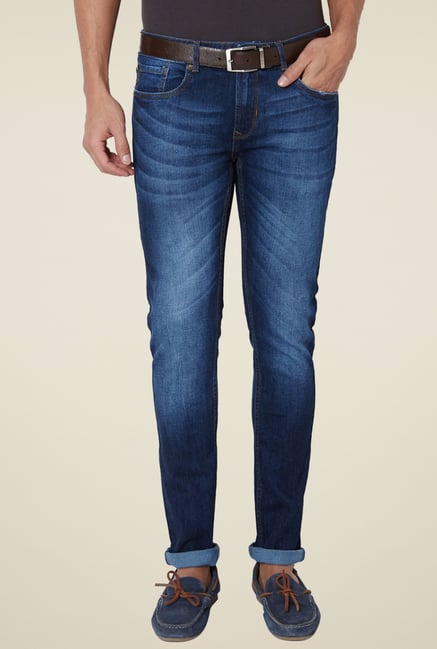 Peter England Dark Blue Mid Rise Lightly Washed Jeans Peter England Dark Blue Mid Rise Lightly Washed Jeans