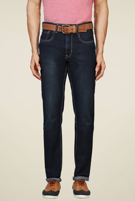 Peter England Navy Regular Fit Cotton Jeans Peter England Navy Regular Fit Cotton Jeans