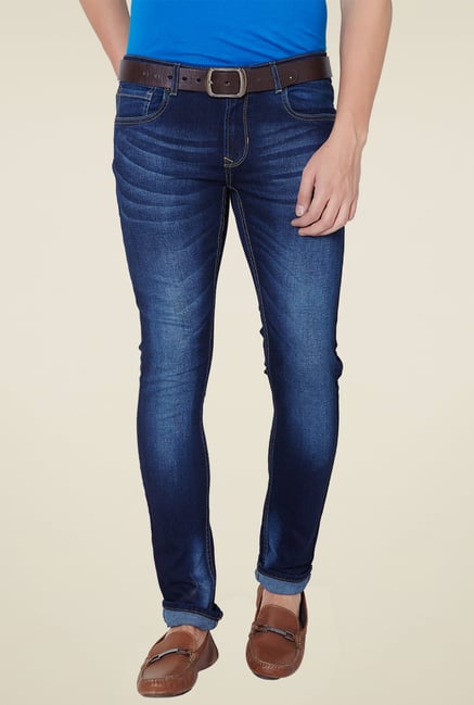 Peter England Navy Lightly Washed Jeans Peter England Navy Lightly Washed Jeans