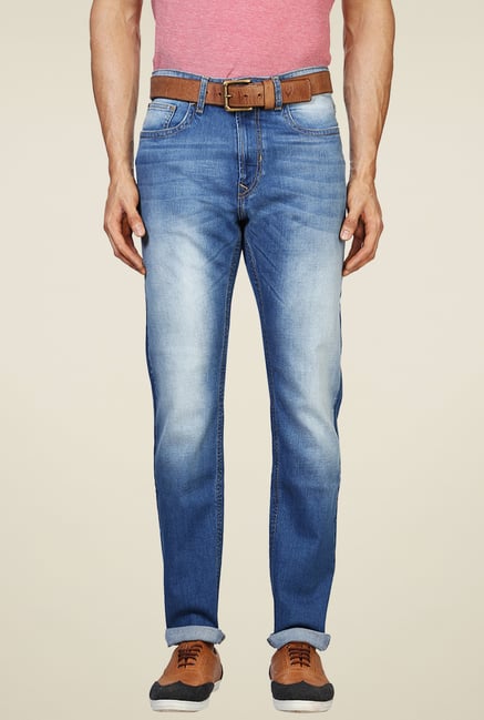 Peter England Blue Heavily Washed Jeans Peter England Blue Heavily Washed Jeans