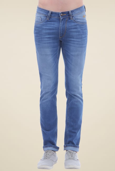 Flying Machine Pale Blue Low Rise Lightly Washed Jeans Flying Machine Pale Blue Low Rise Lightly Washed Jeans