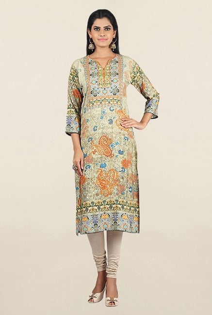 Jashn Beige Printed Cotton Kurta Jashn Beige Printed Cotton Kurta