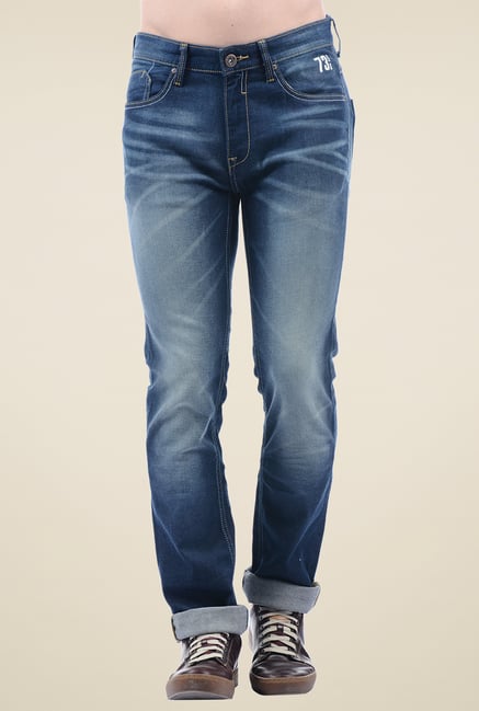 Pepe Jeans Blue Heavily Washed Mid Rise Cotton Jeans Pepe Jeans Blue Heavily Washed Mid Rise Cotton Jeans