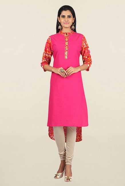 Jashn Pink Solid Cotton Kurta Jashn Pink Solid Cotton Kurta