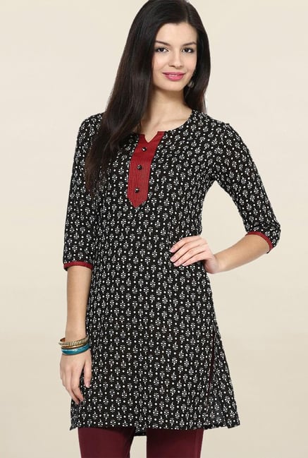 Jaipur Kurti Black Printed Cotton Kurti Jaipur Kurti Black Printed Cotton Kurti