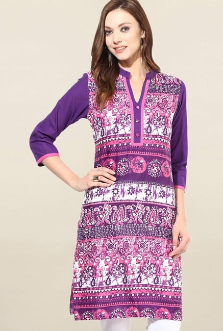 Jaipur Kurti Purple Printed Cotton Kurti Jaipur Kurti Purple Printed Cotton Kurti