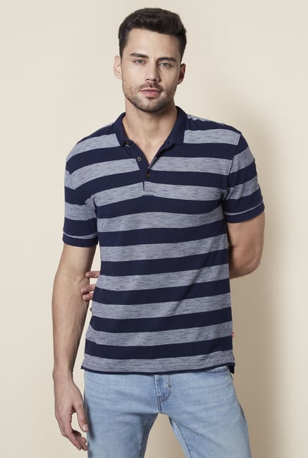 Levi's Navy Striped Polo T-Shirt Levi's Navy Striped Polo T-Shirt
