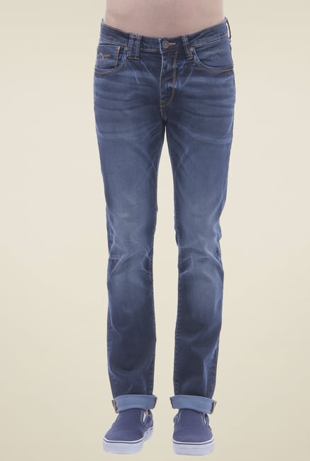 Flying Machine Steel Blue Mid Rise Jeans Flying Machine Steel Blue Mid Rise Jeans