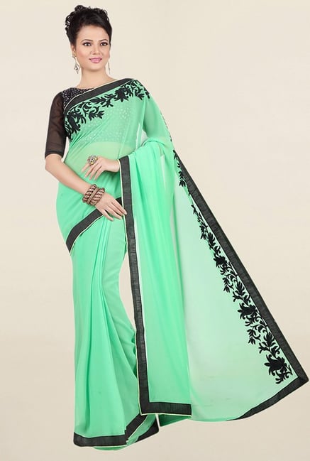 Jashn Green Solid Georgette Saree Jashn Green Solid Georgette Saree