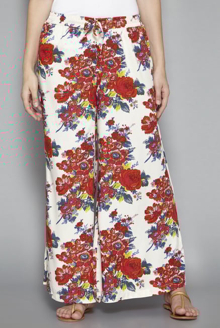 Utsa by Westside White Floral Print Palazzos Utsa by Westside White Floral Print Palazzos