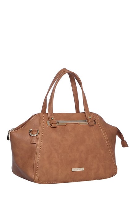 Addons Brown Distressed Trapeze Handbag Addons Brown Distressed Trapeze Handbag