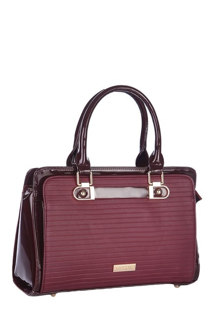 Addons Maroon Striped Handbag Addons Maroon Striped Handbag