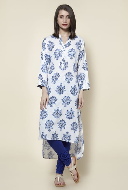 Zudio Blue Floral Print Kurta Zudio Blue Floral Print Kurta