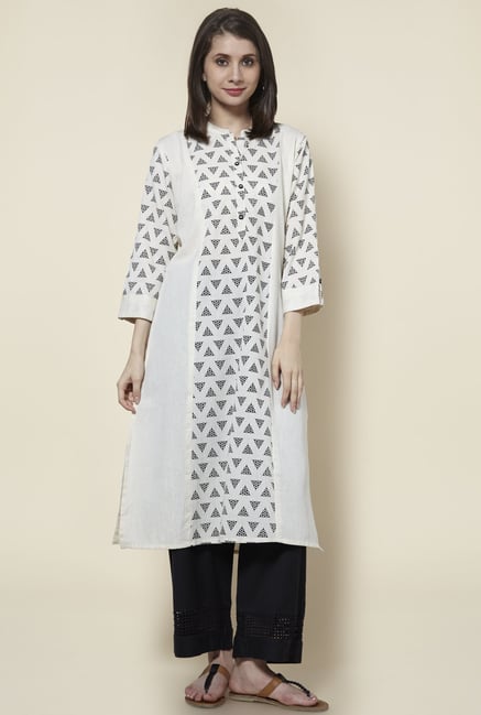 Zudio Off White Pure Cotton Kurta Zudio Off White Pure Cotton Kurta